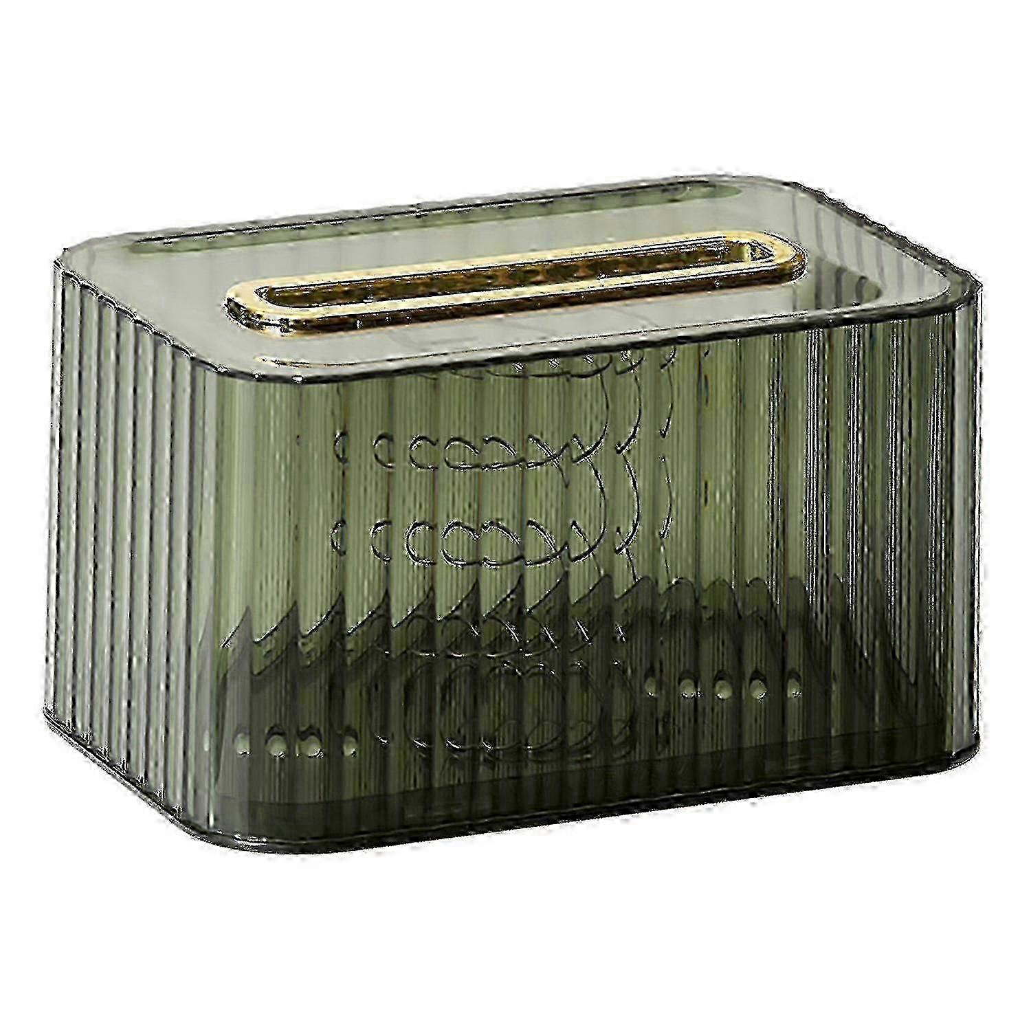 Clear Transparent Spring Tissue Box with Pet Paper Dispenser for Desktop in Green