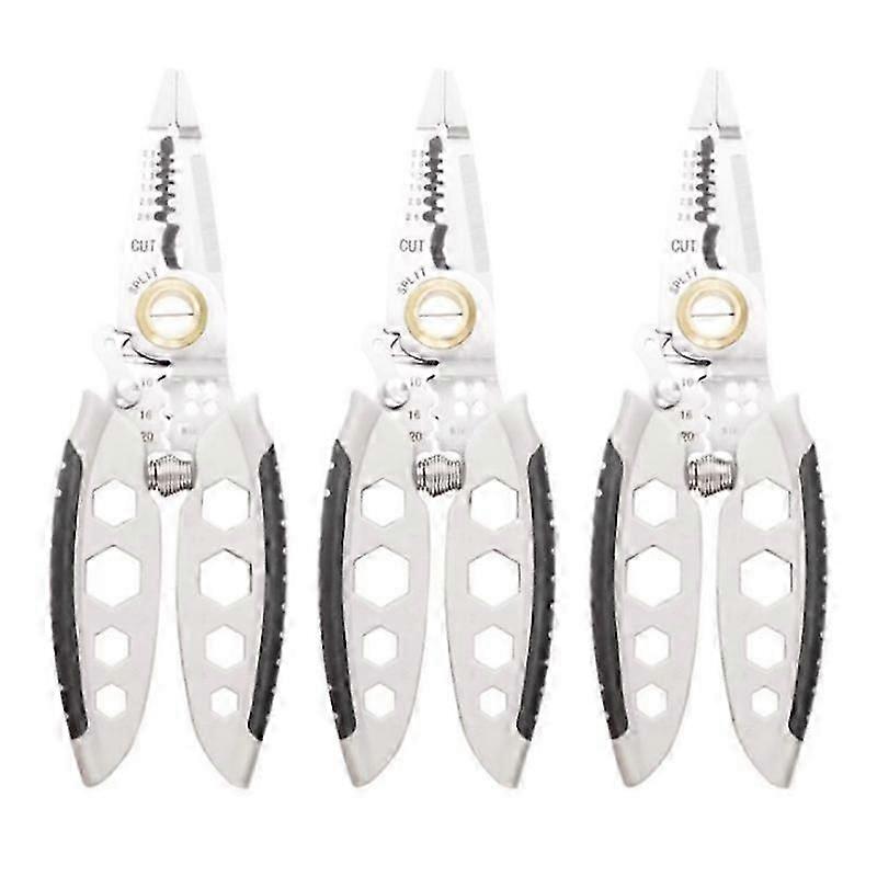 3Pcs 7-inch Multipurpose Wire Stripper, Multi-Tool Wire Cutter for Stripping