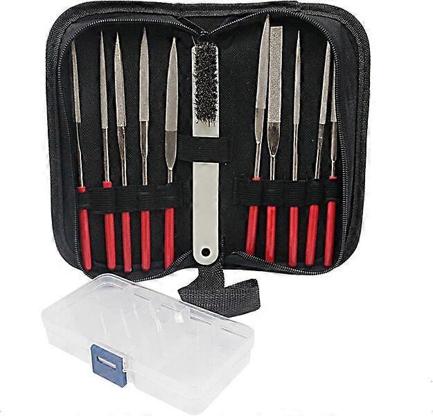 Diamond needle file set with cleaning brush and storage box for metal shaping