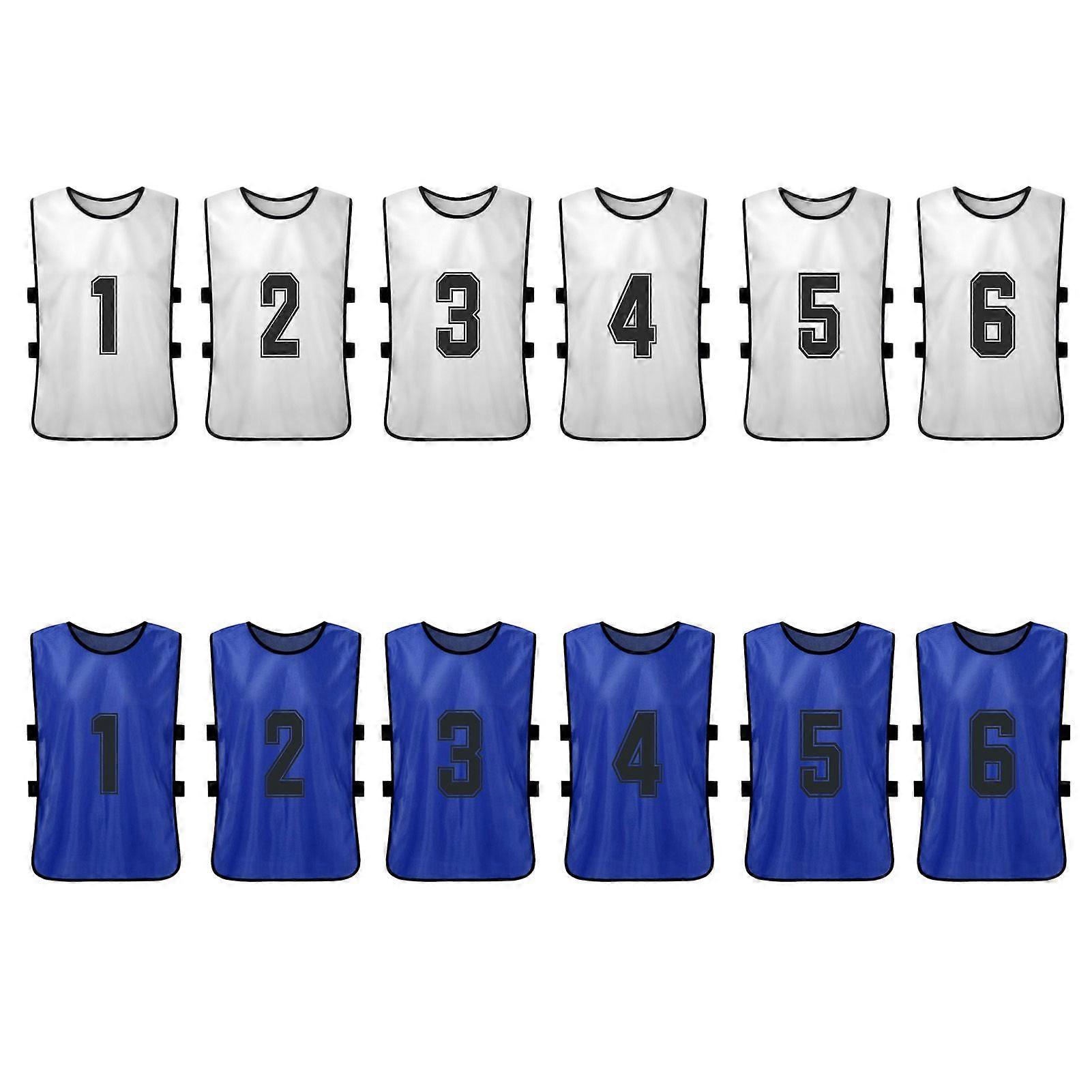 12 PCS Adults Soccer Pinnies 2 Colors Quick Drying Football Team Jerseys Youth Sports Scrimmage Soccer Team Training Numbered Bibs Practice Sports Ves