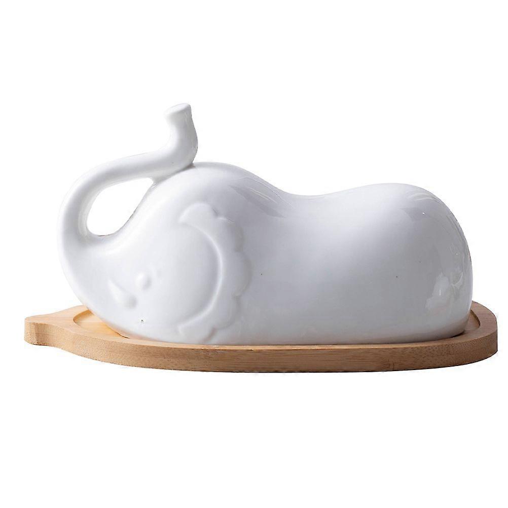 1 set of Food Container Butter Plate with Lid Elephant Design Kitchen Dish