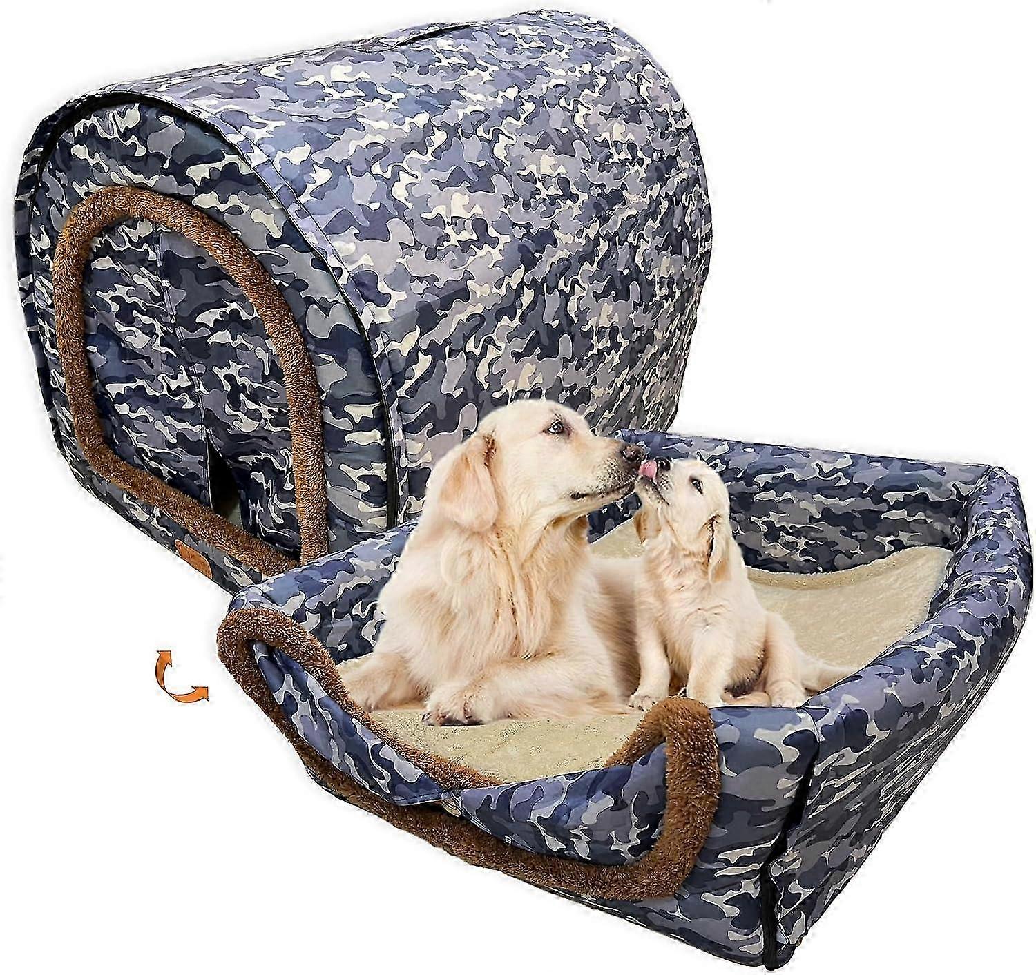 2 in 1 Pet Winter House Convertible with Warm Cushion Mat