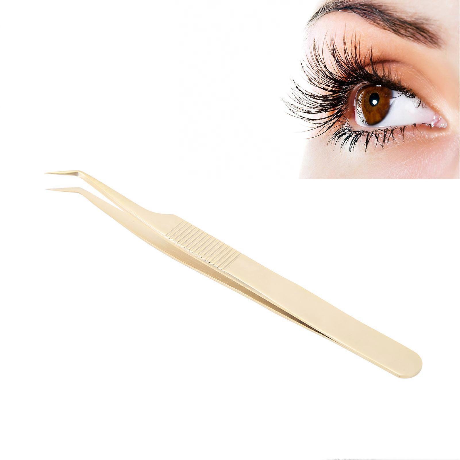 Gylden rustfrit stål fiber tip øjenvippe forlængelse pincet