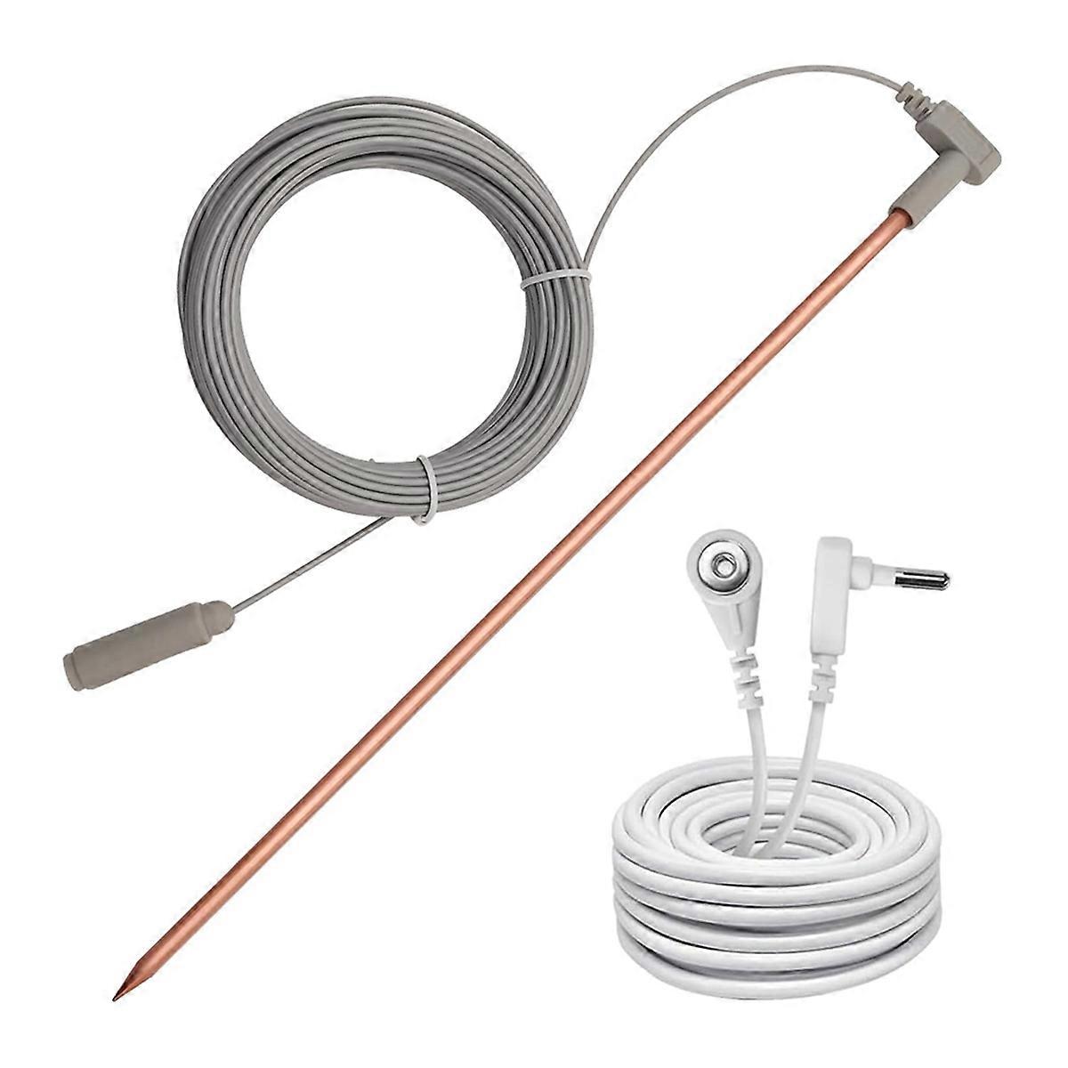 Copper Grounding Rod with 40ft Female Ground Cord, Portable Ground Rod Kit,Great for Grounded Earth Connected Products A