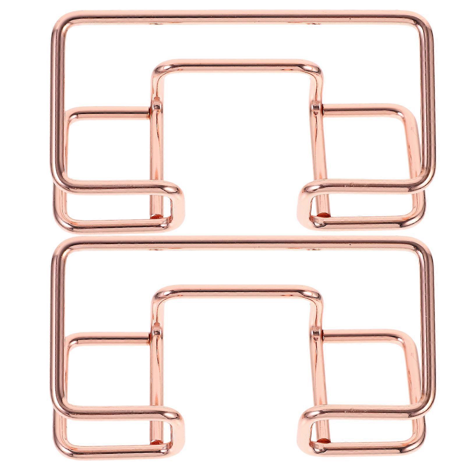 Sleek Card Display Rack For Business Professionals Compact Metal Organizer 2Pcs Rose Gold Design