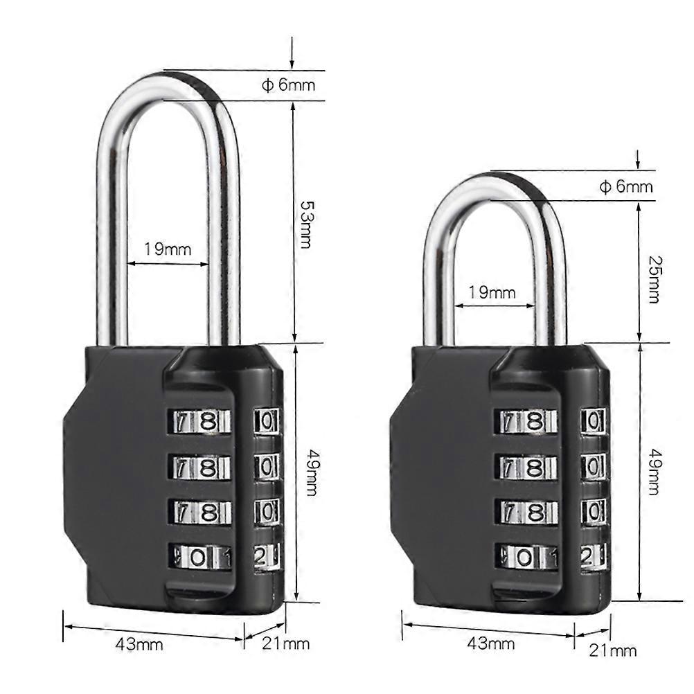 Black Zinc Alloy 4Digit Combination Luggage Lock for Suitcase and Backpack Protection 4Combination Password