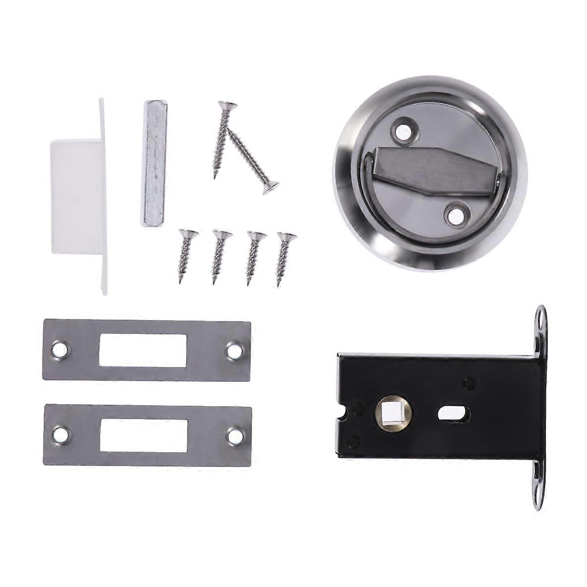 Stainless Steel Bolt Lock Set Hidden Door Locks Recessed Invisible Keyless Mechanical Outdoor Lock For Storeroom Silver 1Set