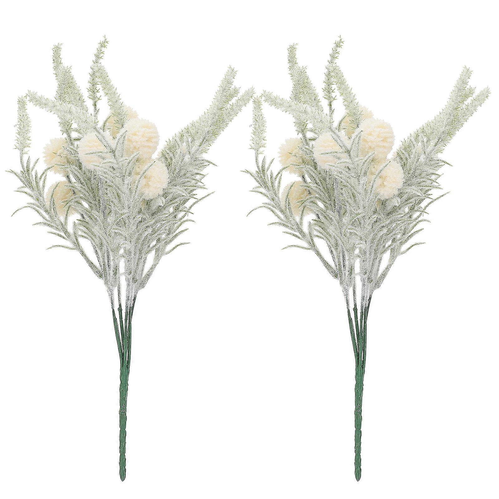 Simulation Dandelion Flower Adornment for Decor 2Pcs White Plastic Material