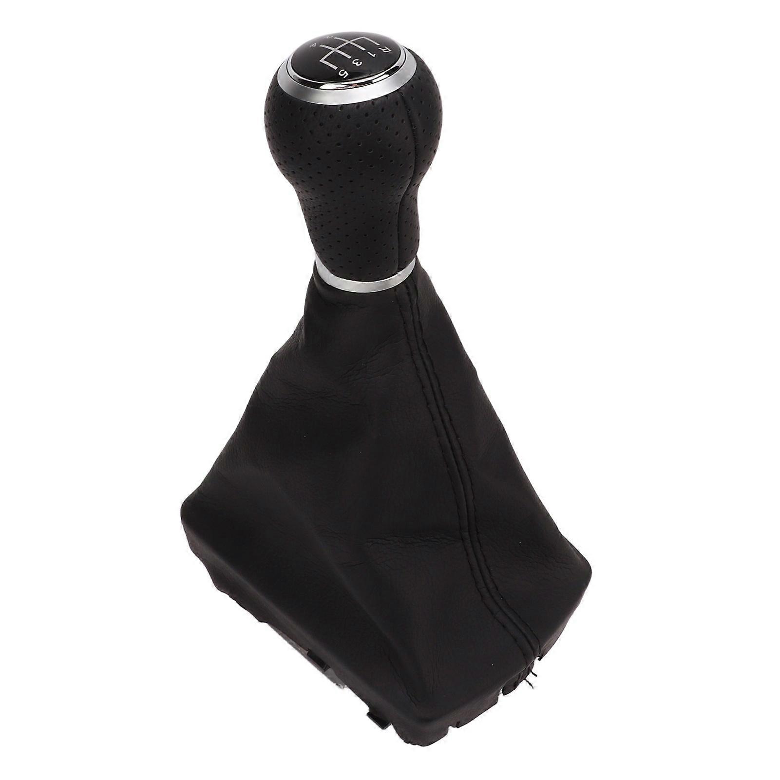 5 Speed Gear Shift Knob Boot Set for A6 C6 2004-2011 Silver Ring