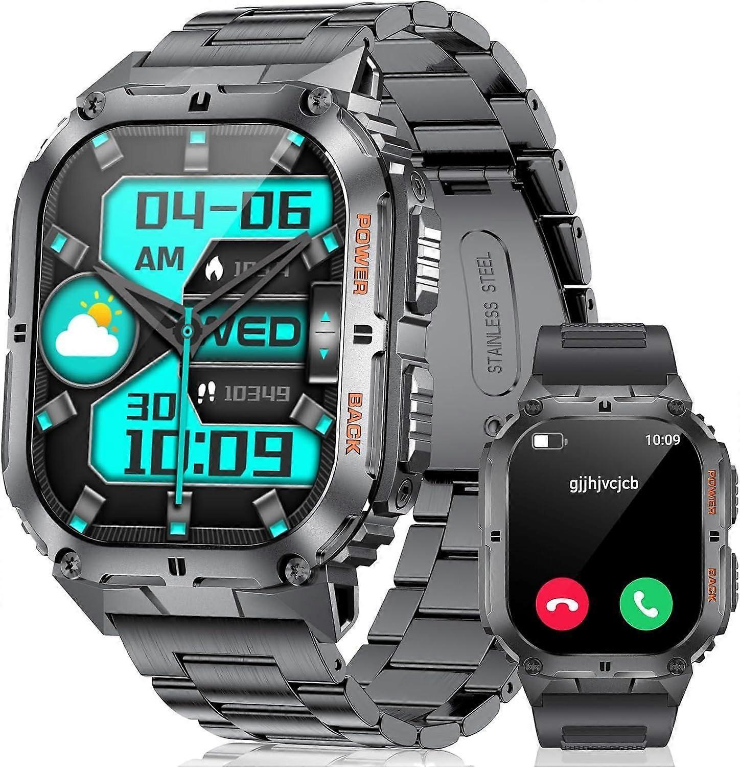 Smart Watch for Men,1.96" AMOLED Fitness Tracker with Make Answer Calls,100+Sports Modes,Heart Rate/Sleep Monitor,5ATM Waterproof Step Counter for And