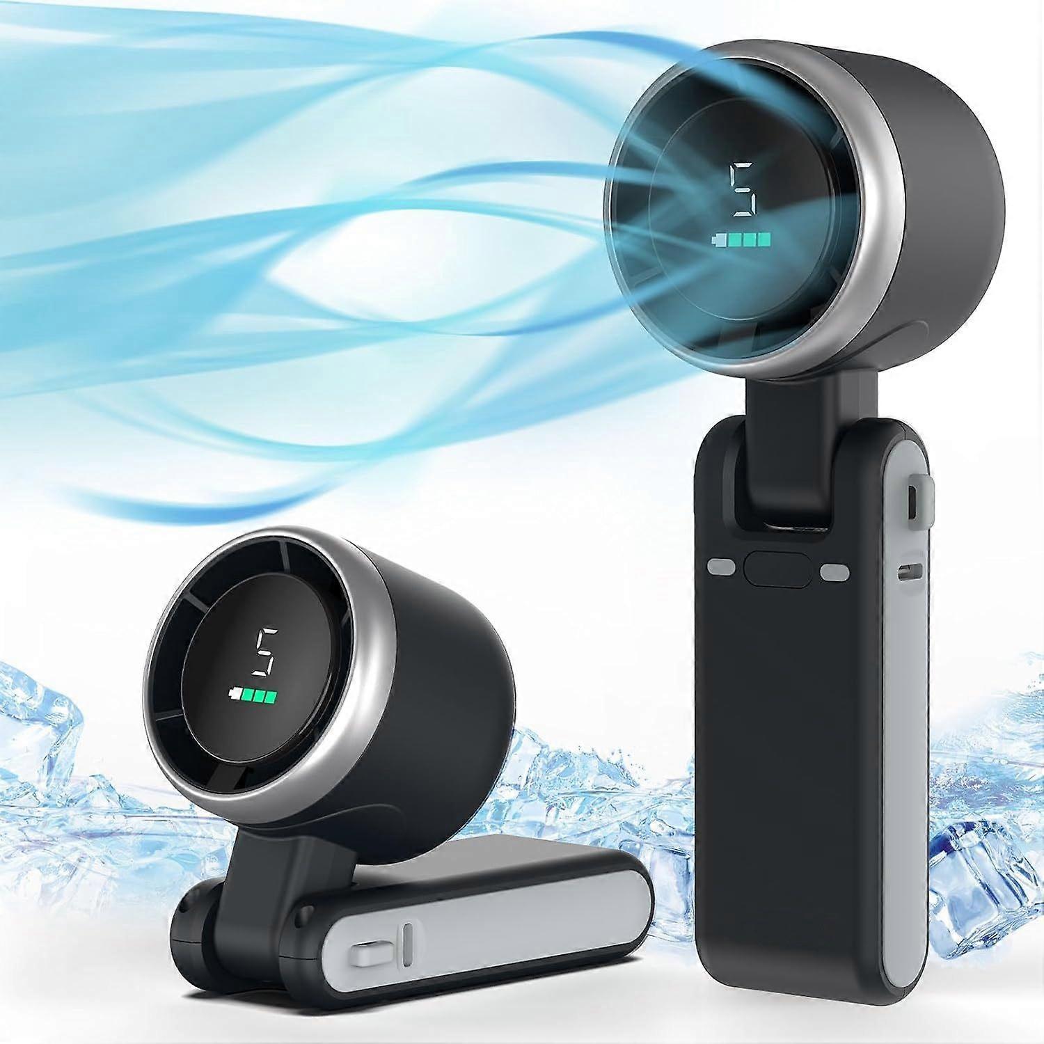 Portable handheld turbo fan, 5 speed settings, battery powered, with air turbine technology cooling(Black)