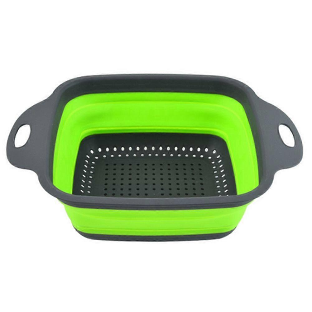 Silicone Folding Drain Fruit Vegetable Washing Basket Large Green