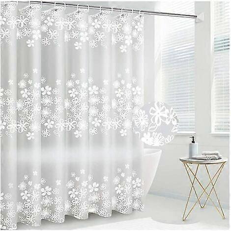 Transparent Shower Curtain Anti-Mold PEVA Waterproof 180 x 200 cm with Magnetic