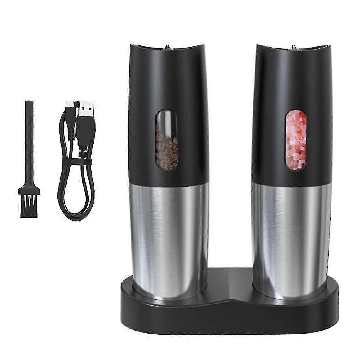 Electric Salt And Pepper Grinder Set - Usb Rechargeable Automatic Pepper Mill Grinder-adjustable Co