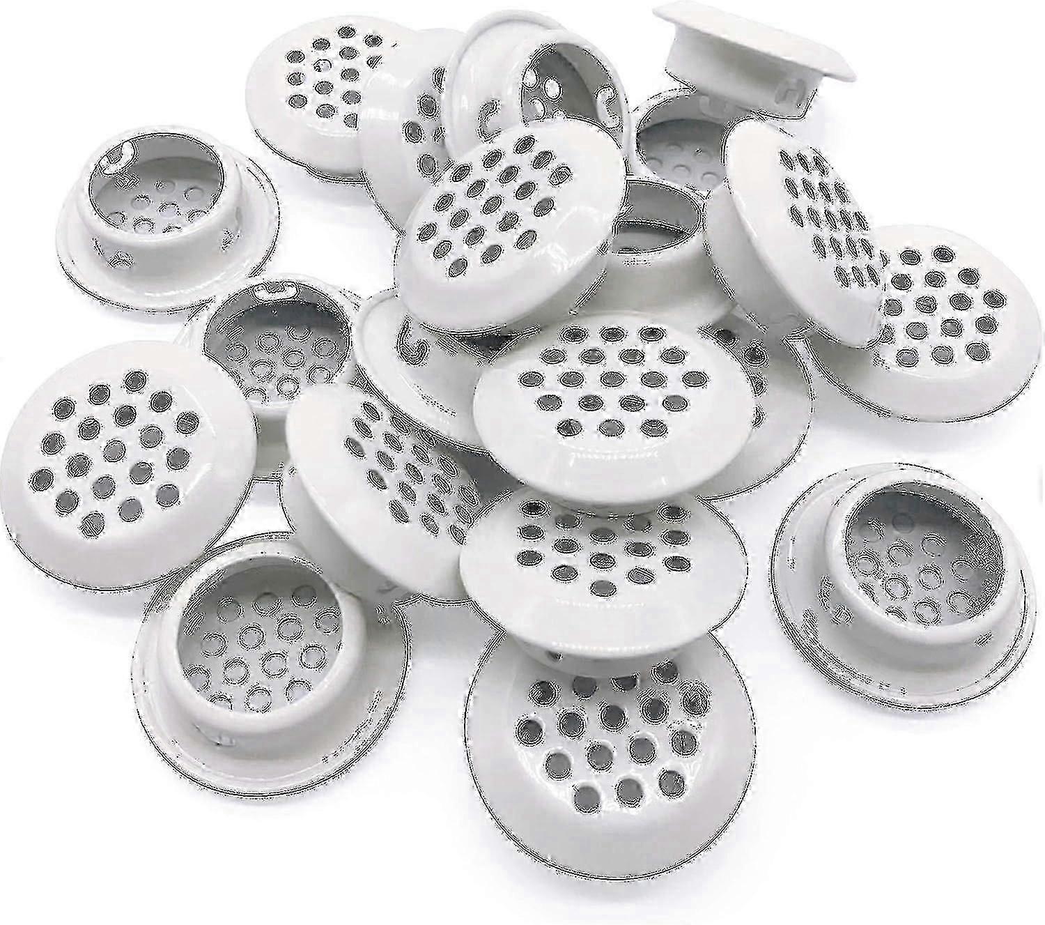 20 قطعة فتحات تهوية 25 مم دائرية Soffit Vent الفولاذ المقاوم للصدأ جولة تنفيس شبكة هول كوة للمطبخ الحمام مجلس الوزراء خزانة ملابس (أبيض)