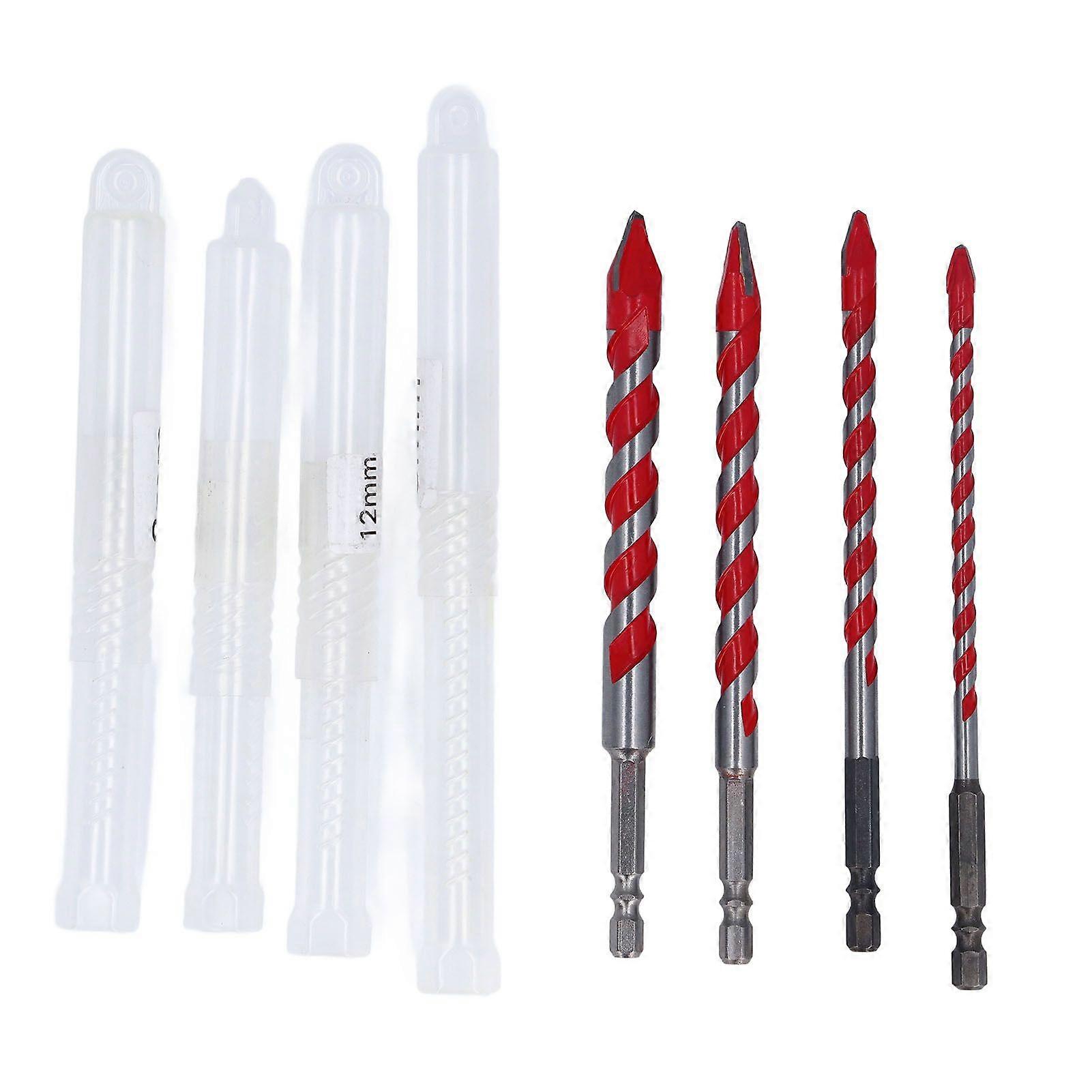 4Pcs Eccentric Twist Drill Bit Set 150mm 6.35mm Hex Shank Drill Bit Set for Concrete Masonry Glass