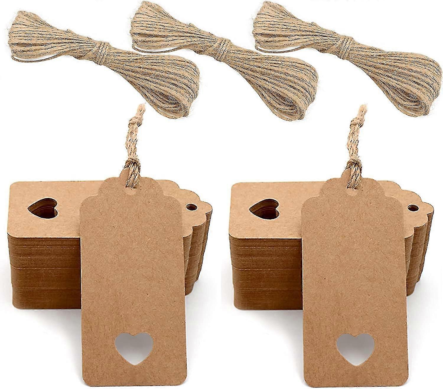 4.5x9.5cm Kraft Luggage Tags Labels - Blank Parcel Tags With String 100 Pcs - Q1