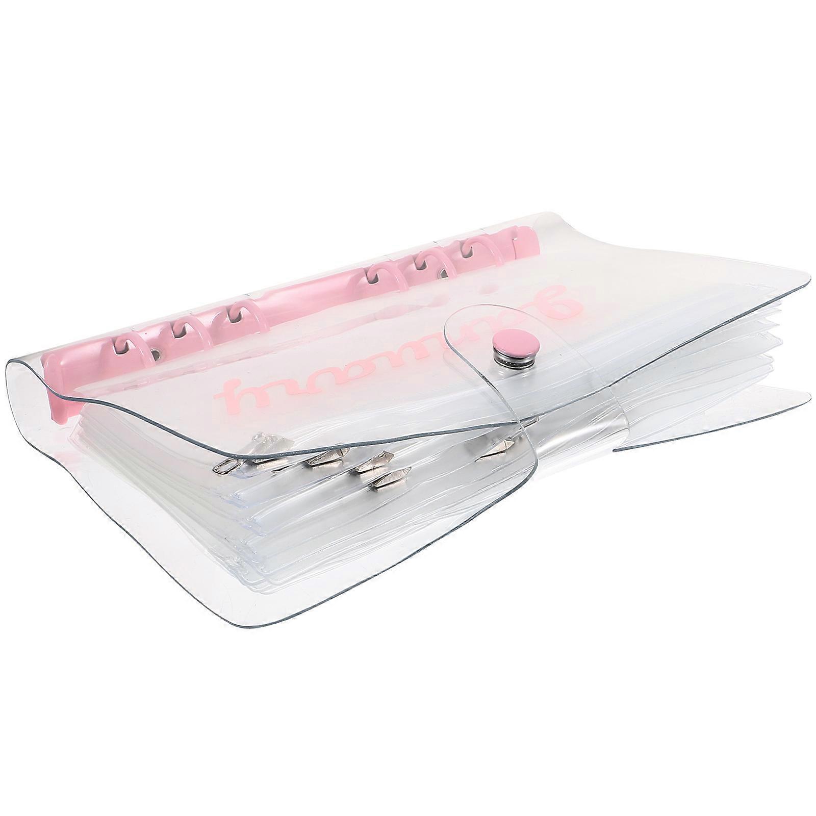 Binder Money Pockets Money Organizer for Work Pvc Pink Storage Bag Preventing Loss 1 Set