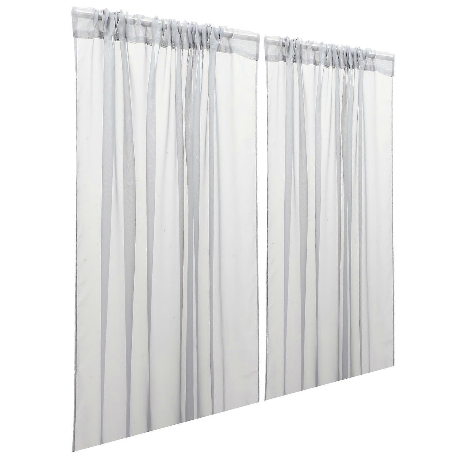 Window Curtain Grey Drapery for Decoration 2Pcs Delicate Bedroom Curtain