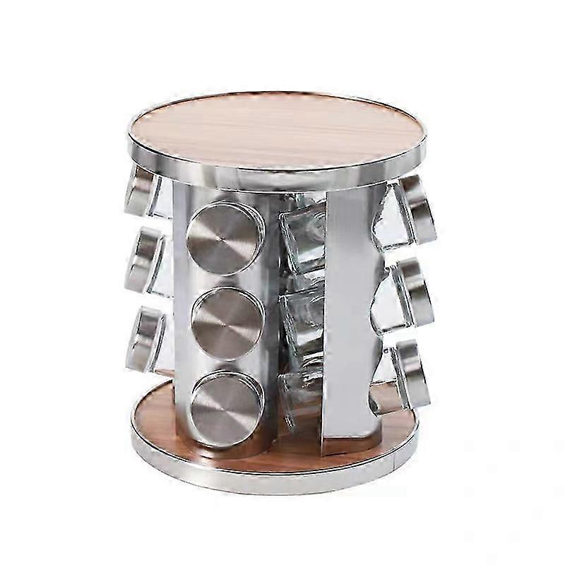 Stainless steel multi-layer rotating spice rack Nordic style spice bottle set