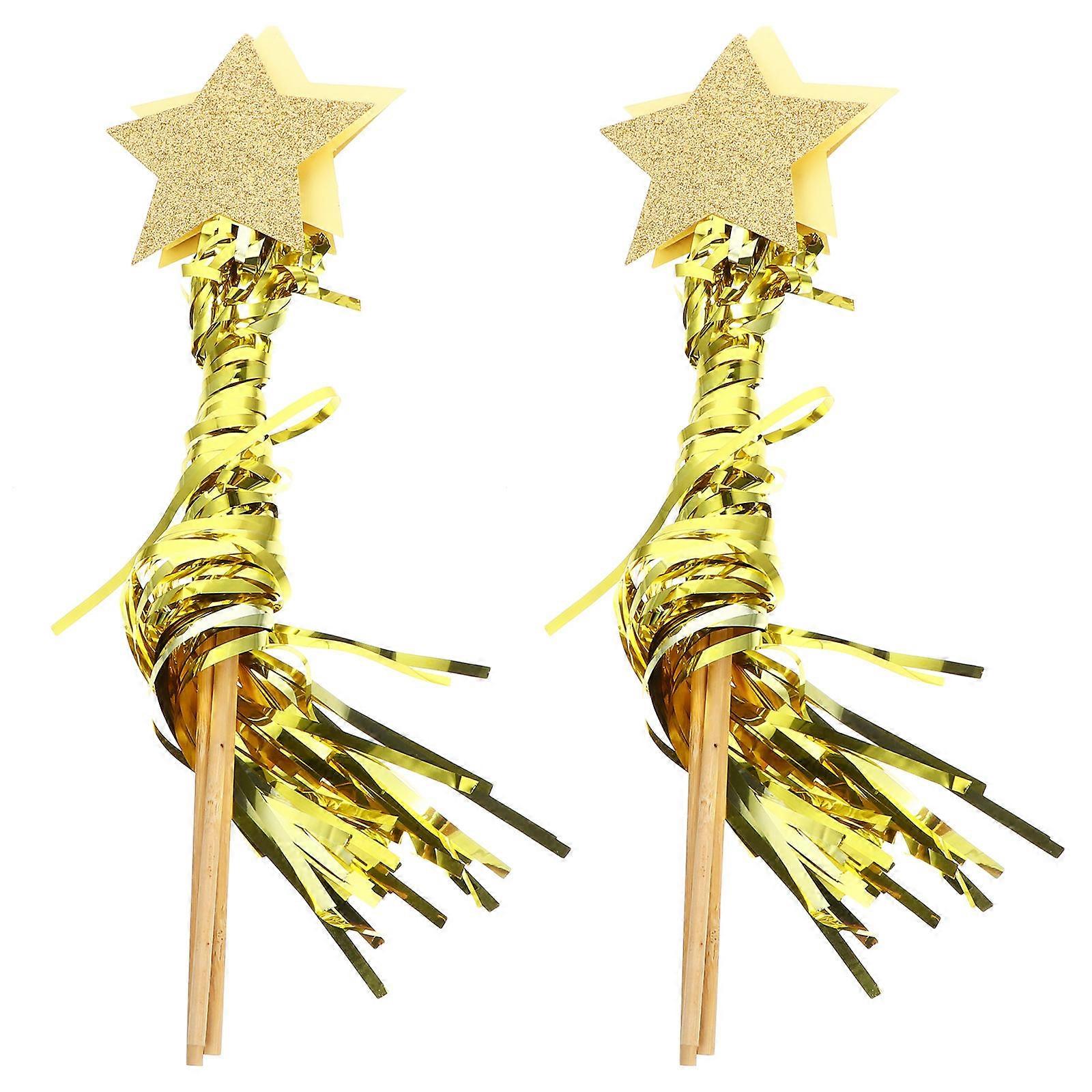 Angel Wand Wooden Stick for Party Usage 6Pcs Golden Color