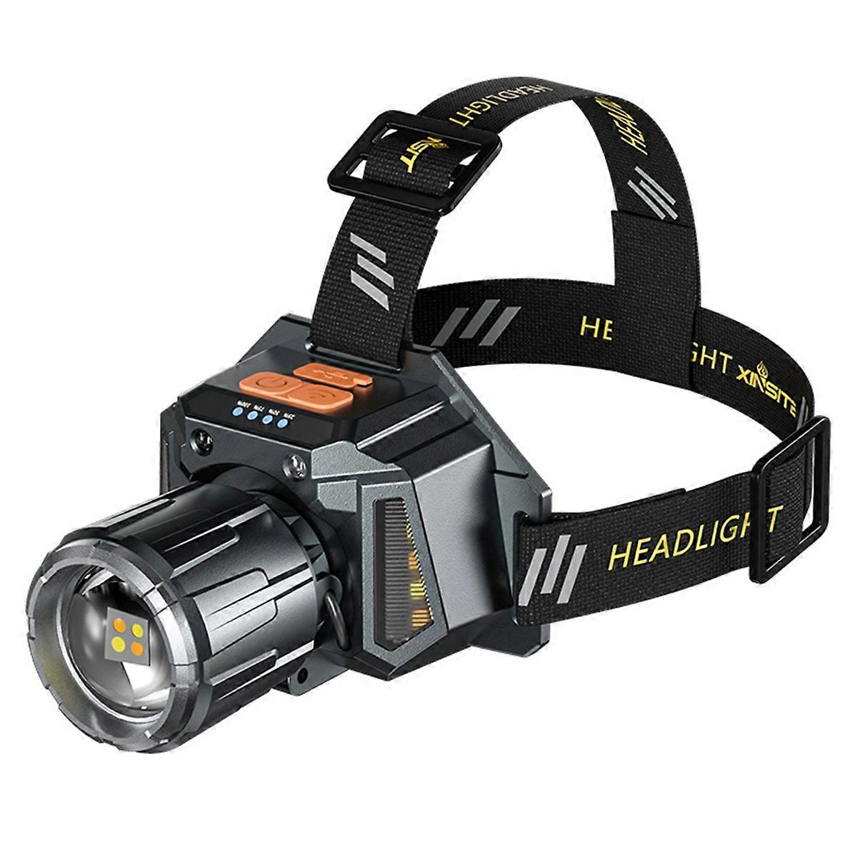Outdoor LED Rechargeable Headlamp 3 Lighting Modes Telescopic Zoom Flashlight Super Bright Lights f