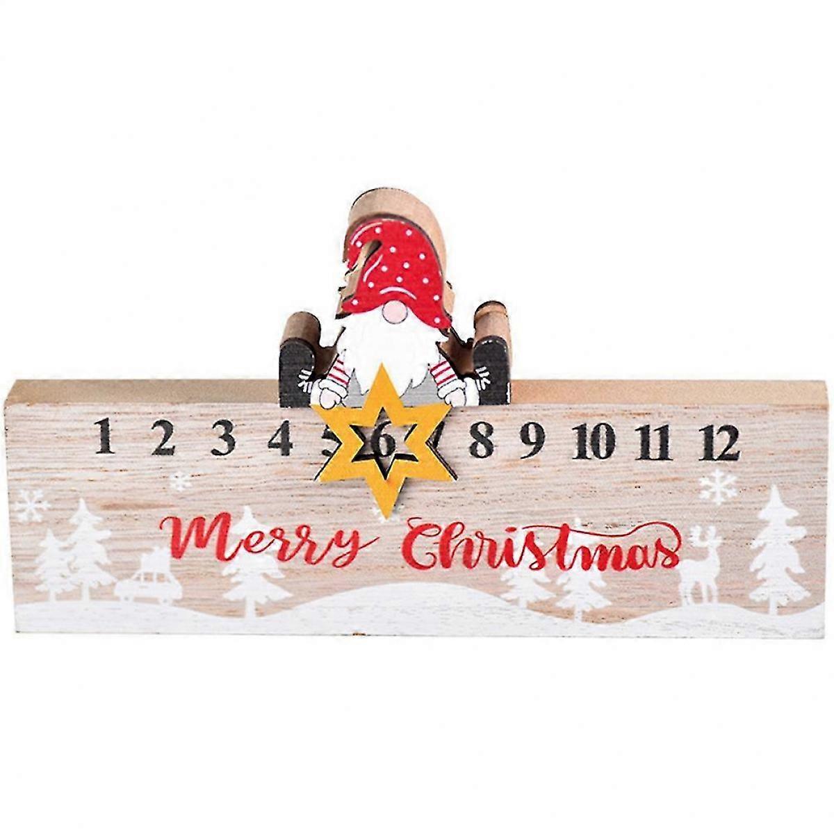 Christmas Advent Calendar Wood Calendar Desktop Decor For Bookshelves Multi Color 7.50X5.50X3.20cm Decoration 1Pack