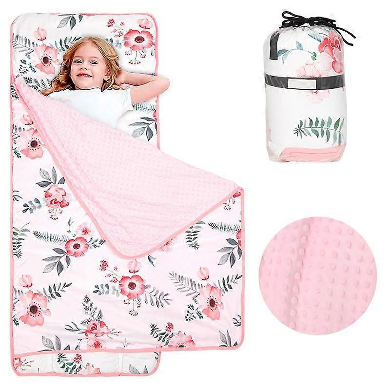 Kids Nap Mat with Removable Pillow and Blanket, 2 in 1 Sleeping Bag for Nursery, Travel, Camping, Super Thick Design