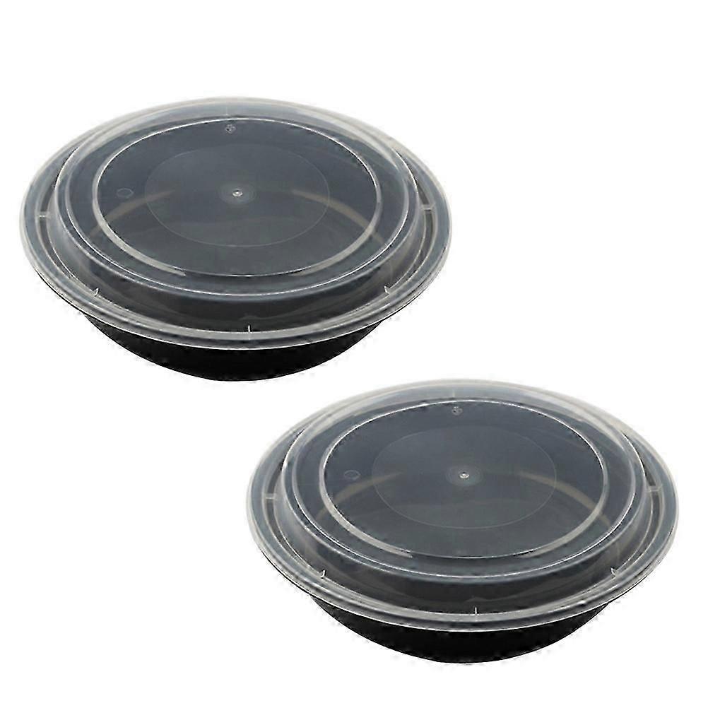 Black Meal Prep Containers with Tight Seal for Take Out Microwave and Freezer Safe Round PP 1000ML