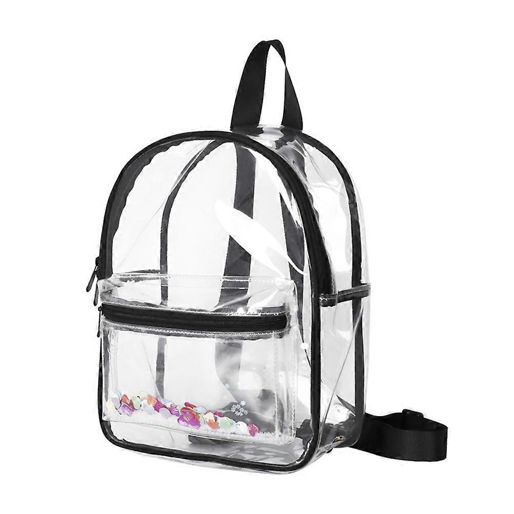 Transparent PVC Backpack for Storage 2Pcs Black Waterproof Satchel for Ladies