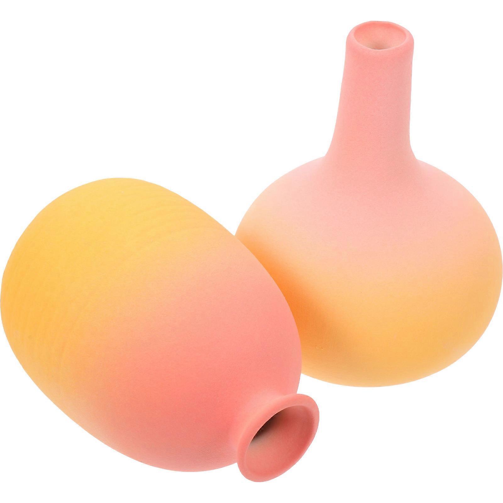 8Pcs Ceramic Flower Vase for Storage Gradient Color Rustic Style