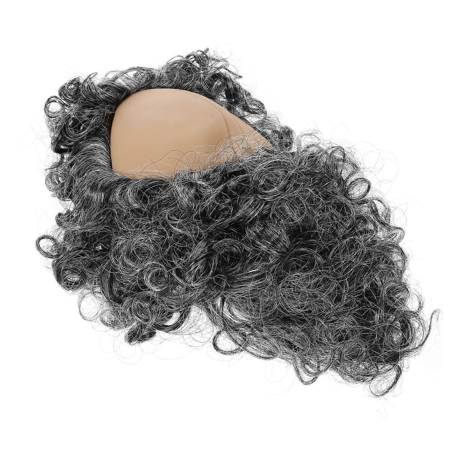 Grey Balding Wig For Men 4Pcs Humorous Appearance Short Curly Costume Accessory Perfect For Halloween Parties And Cosplay Events