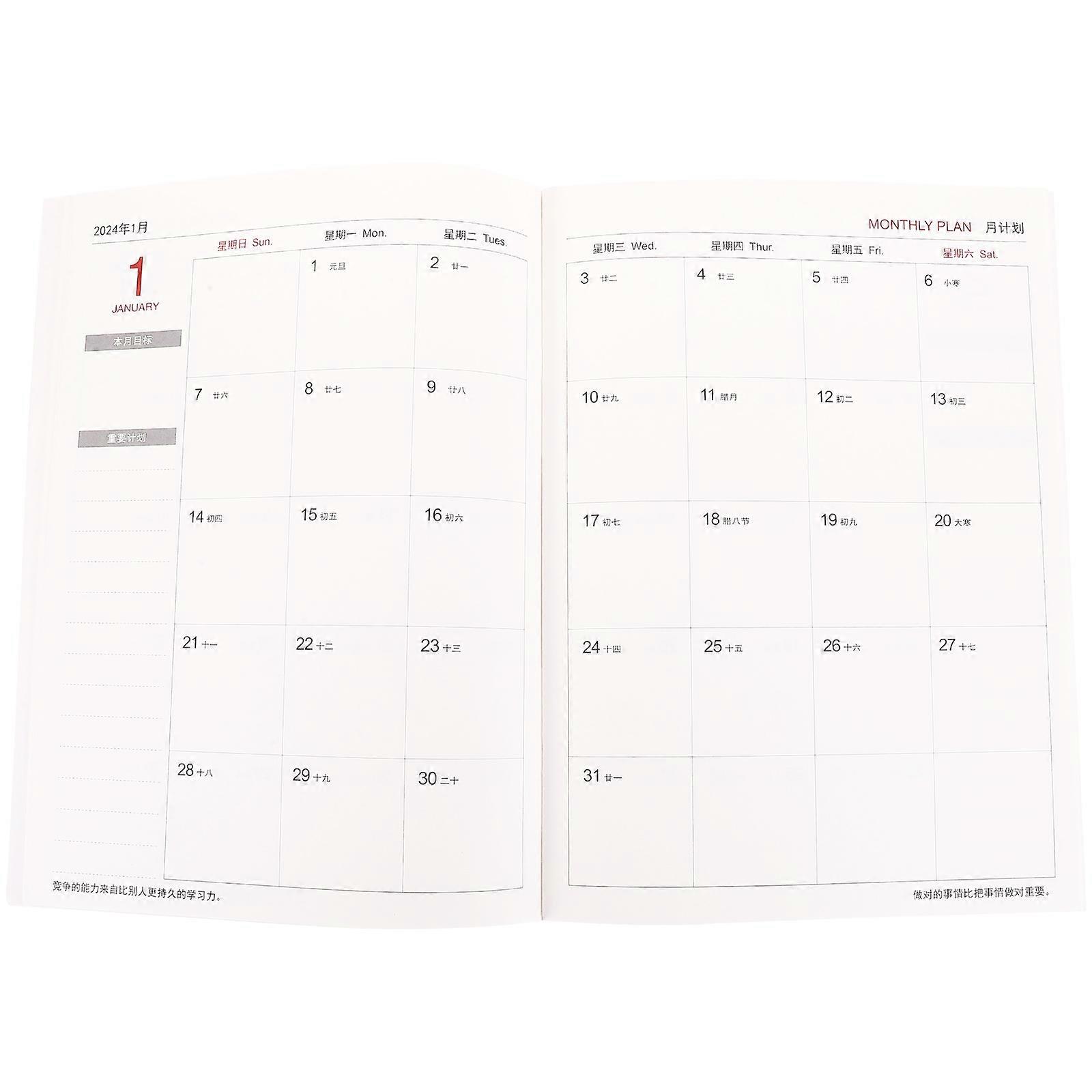 Planner Organizer Portable Calendar Book for Home Use 5Pcs Pink Paper