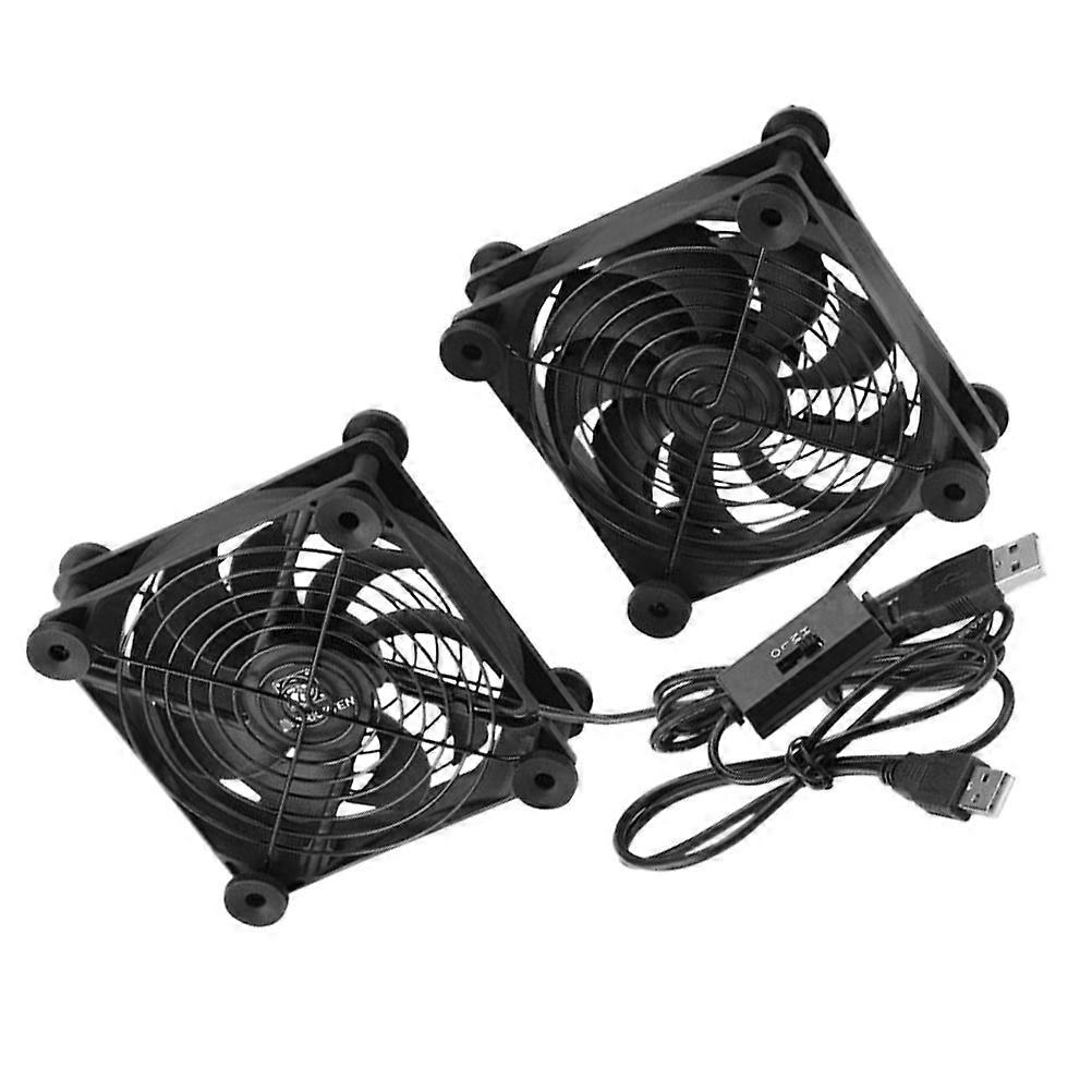Set-Top Box Radiator Fan USB Cooling 2Pcs Radiator Fan for Router