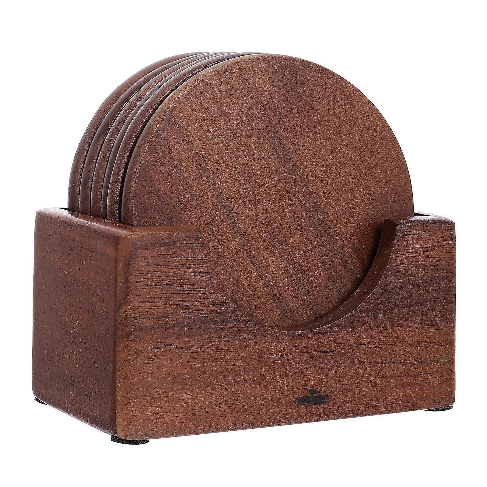 Coffee Wood Cup Coasters for Insulation Pad 2Sets Simple Design