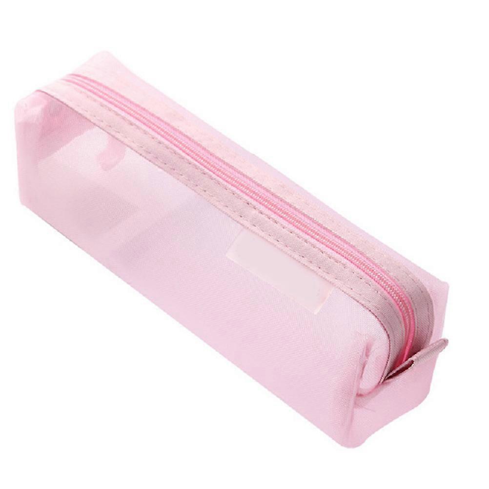 Organized Pencil Case Square Mesh Pink For School Use Storage 1Pack