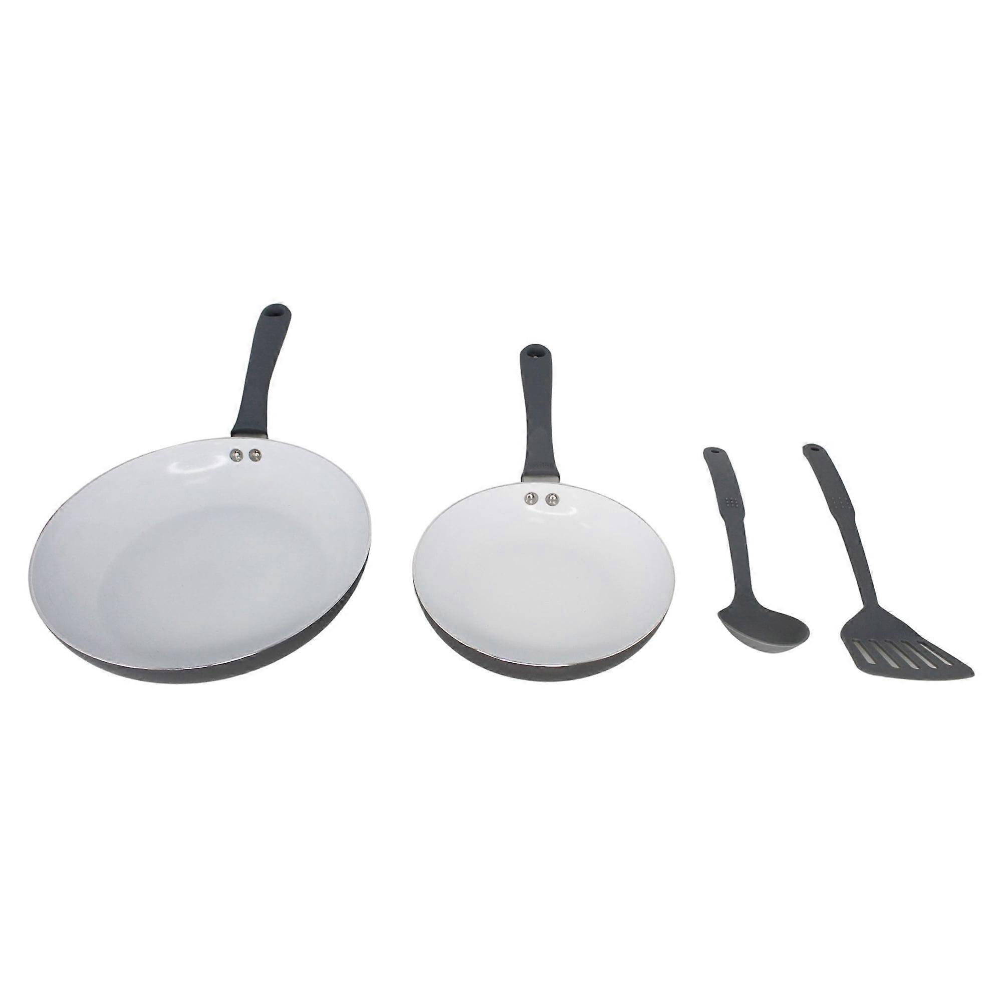 Imusa 4 Piece Ceramic Fry Pan Set (8",10"), Gray