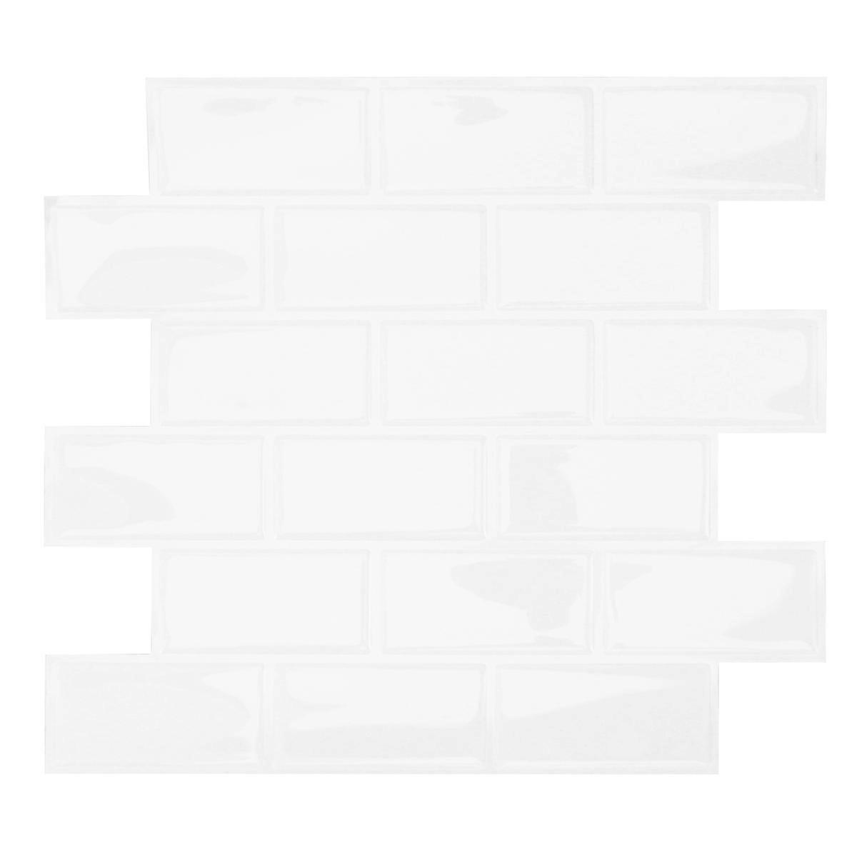 Waterproof Adhesive Wall Tile for Kitchen Use Removable 3Pcs White Tiles