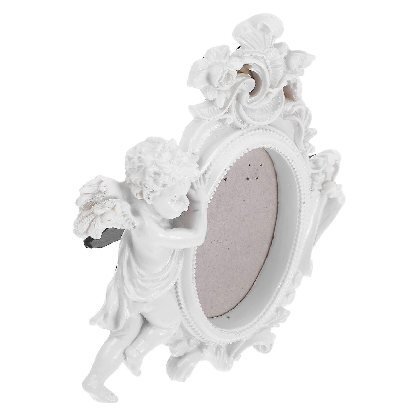 White Resin Angel Picture Frame Decorative Tabletop Holder
