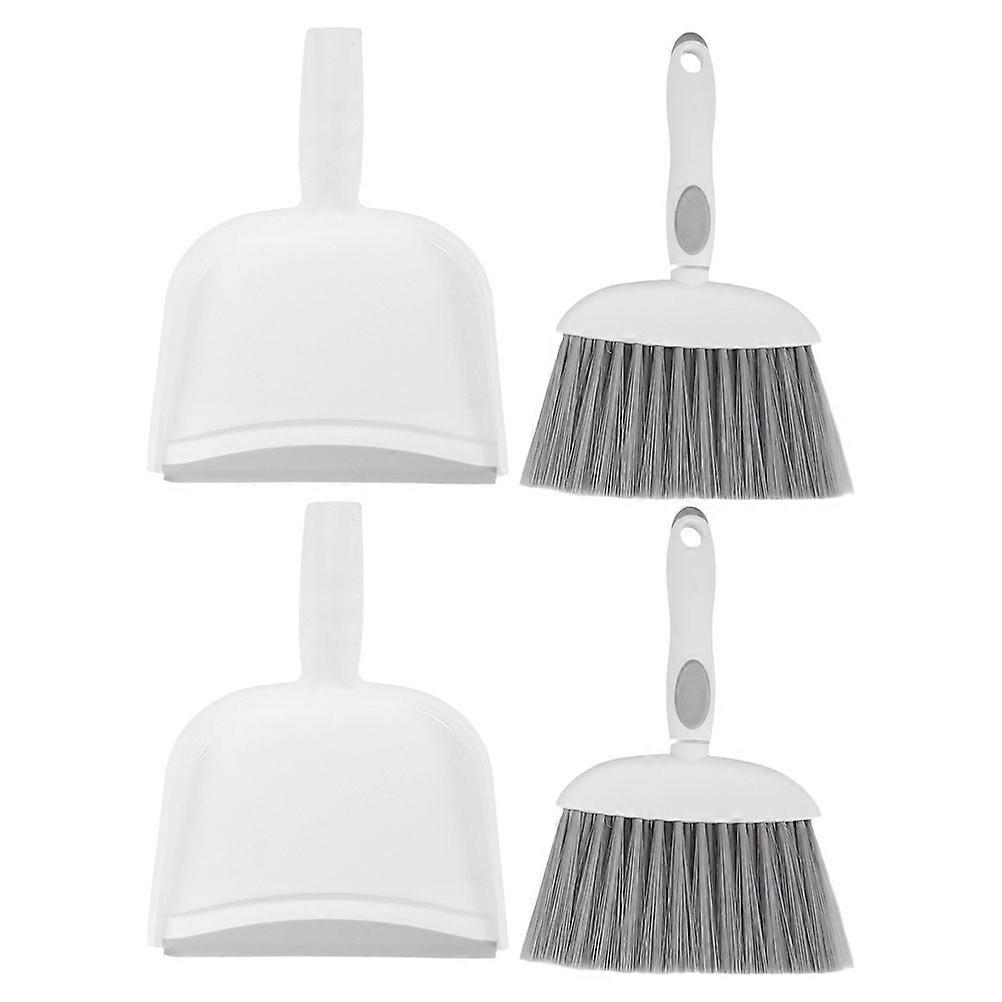 Mini Broom and Dustpan Set for Desktop Cleaning 2Sets Grey PP Material