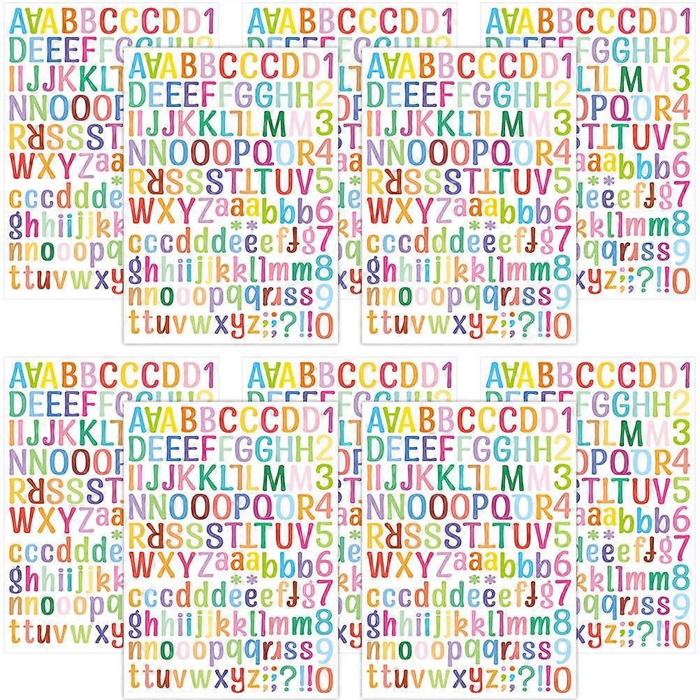 Assorted Color Adhesive Letter Stickers For Daily Material 10 Sheets