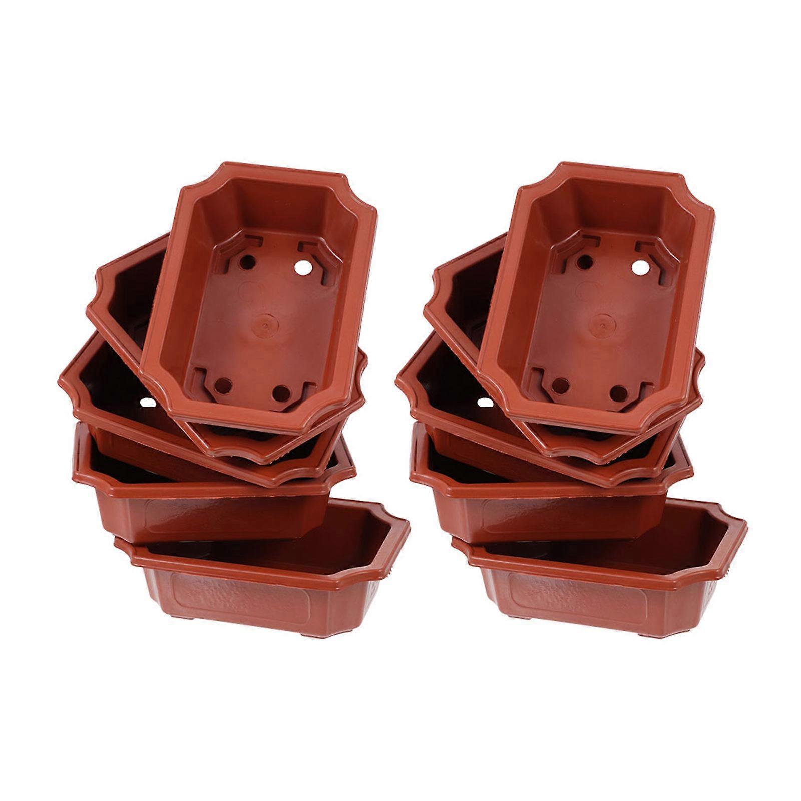Rectangular Plastic Bonsai Flower Pots for Planting 40Pcs Red Vintage Style Set