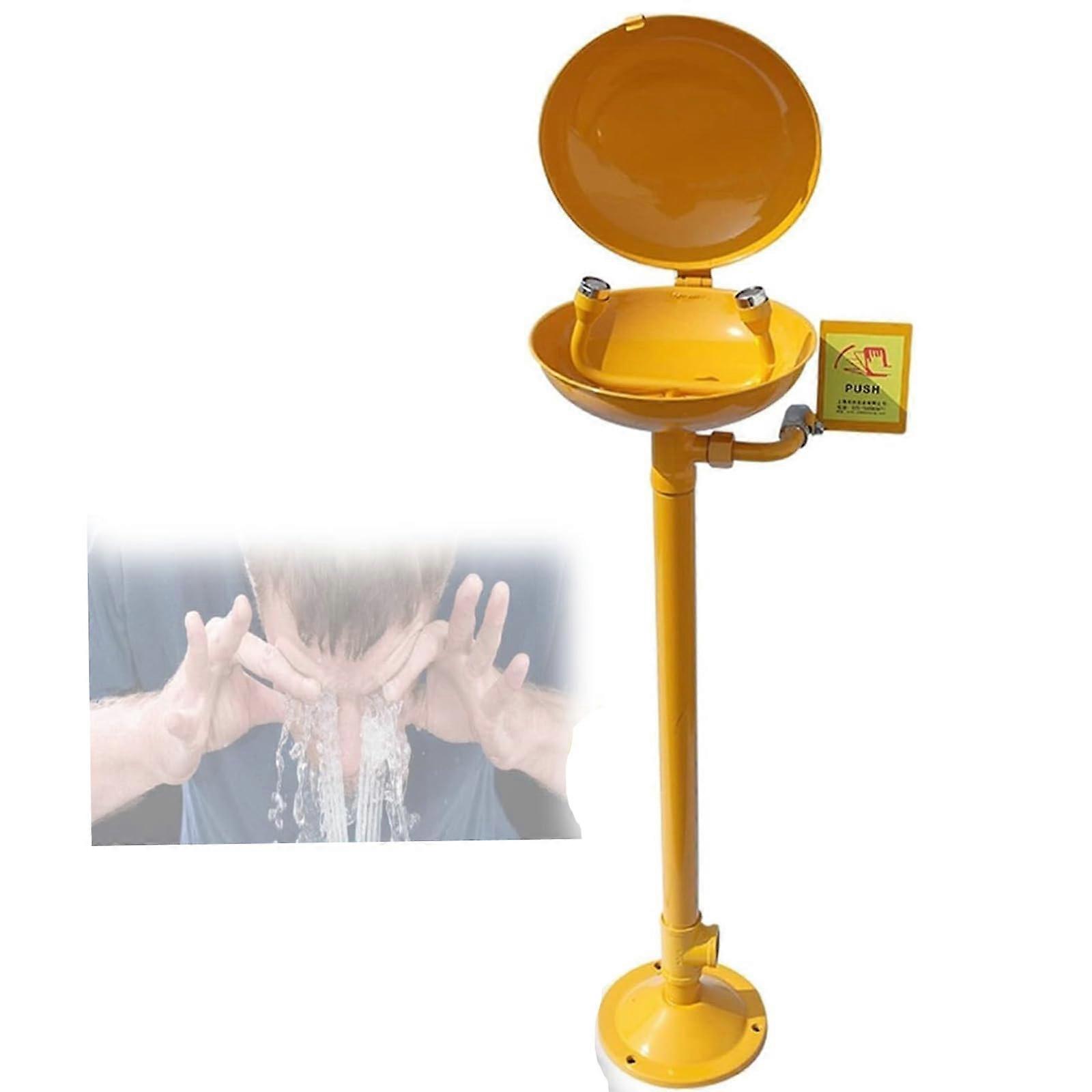 Emergency Eye Wash Station GlowInTheDark Push Plate For Lab And Workplace Safety