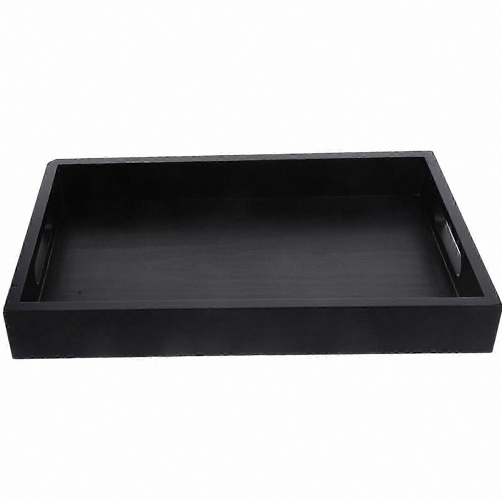 Rectangular Wooden Serving Tray with Handles for Tea Cups, Home and Restaurant Use