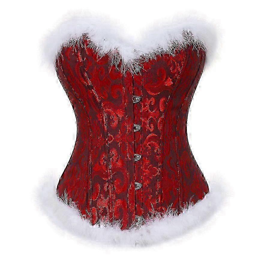 مشدات عيد الميلاد للنساء Bustiers Overbust قمم الساتان مثير زي مشد هزلي سانتا كورسيليت بالإضافة إلى الحجم XS-6XL