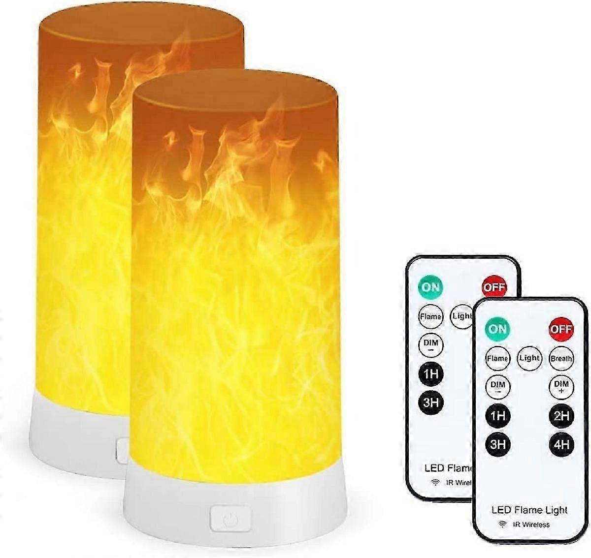 LED Flame Light, USB Rechargeable Flame Effect Light, Flame Lamp with Remote & Timer