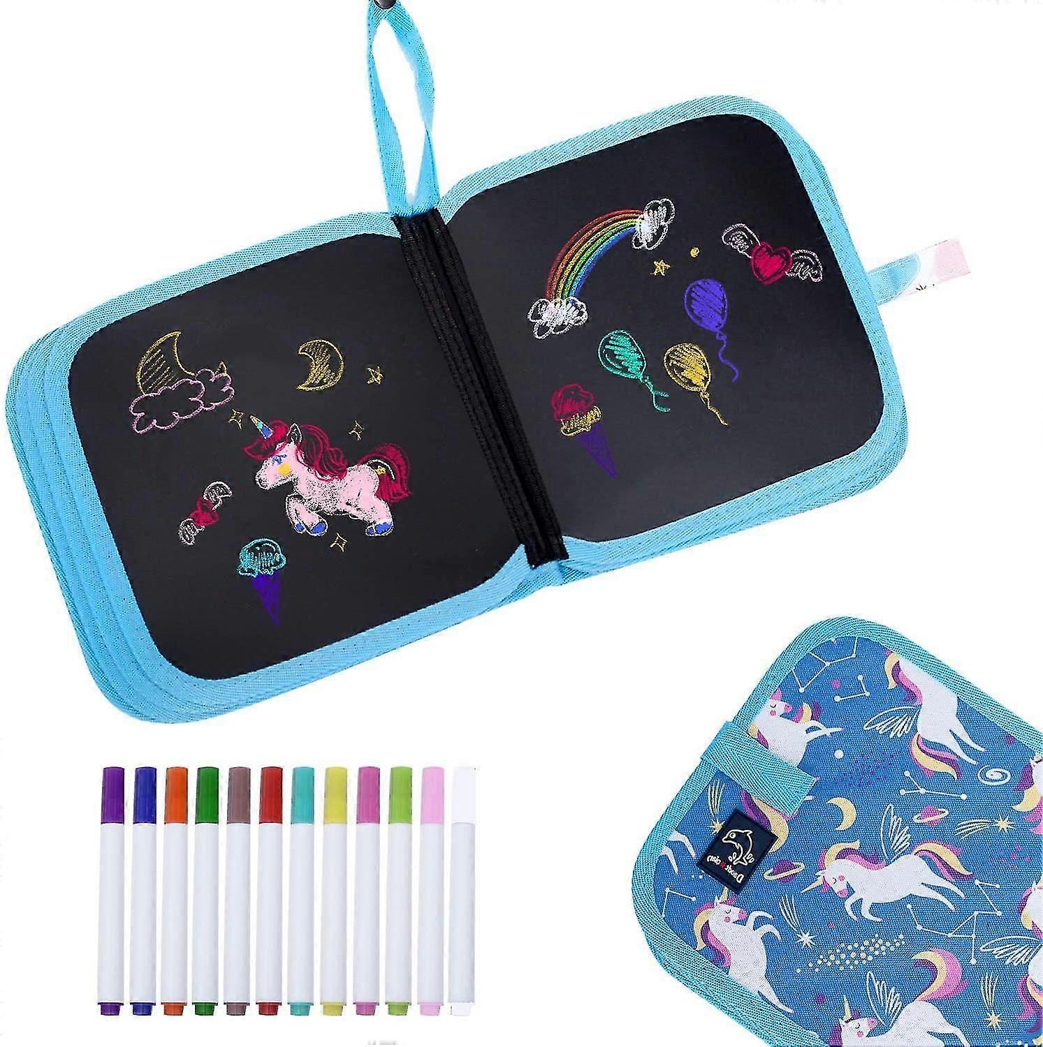 PErasable Drawing Board, Reusable Doodle Board With 12 Colored Erasable Pens, Double-sided Drawing P