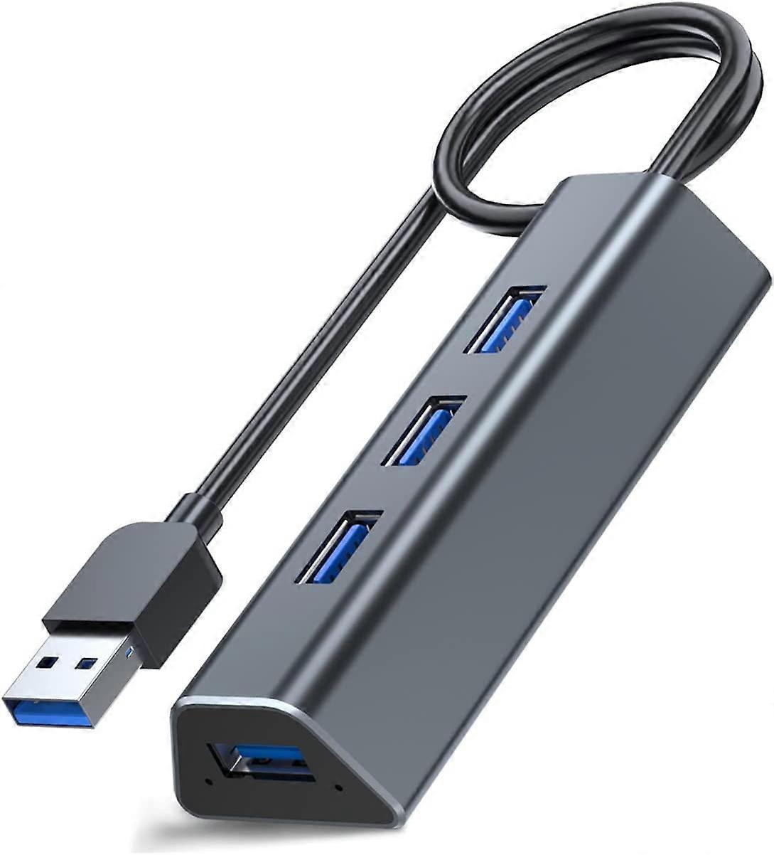 USB 3.0 Hub mit 4 USB-A-Anschlüssen, ultradünner USB-Datenhub, tragbarer USB-Port-Expander, Ladefunktion, Mini