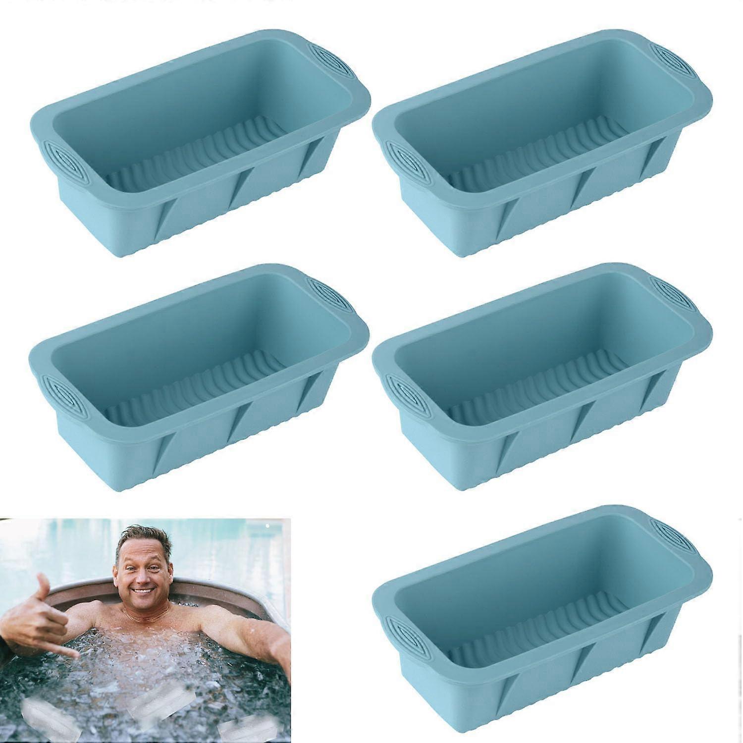 5Pcs Extra Large Ice Block Mold Silicone Ice Molds For Ice Bath Tub Nordic Blue Ice Maker For Cold Plunge