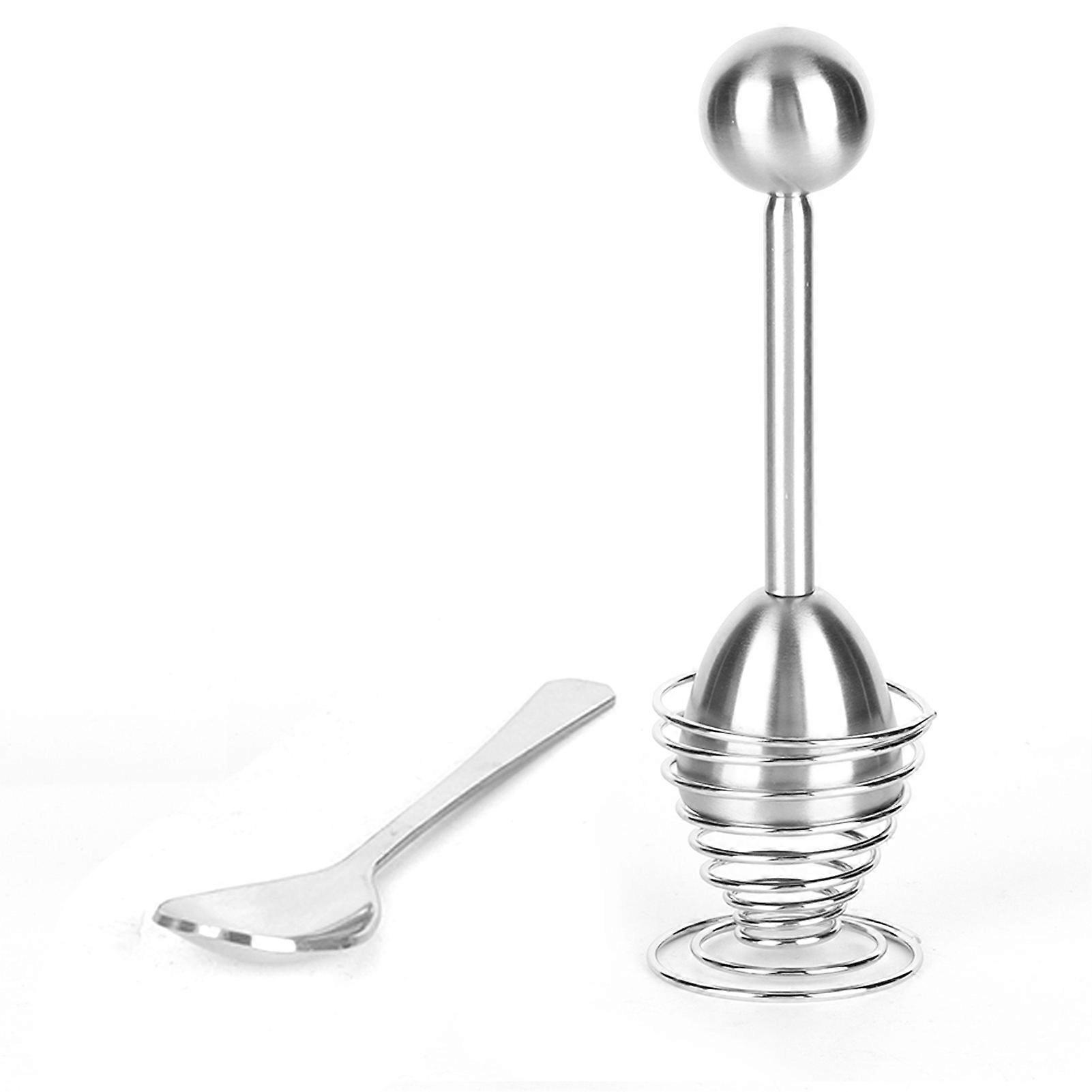 Egg Cutter Topper Set Stainless Steel Kitchen Tools with Eggshell Opener Spring Egg Cup Holder Spoon